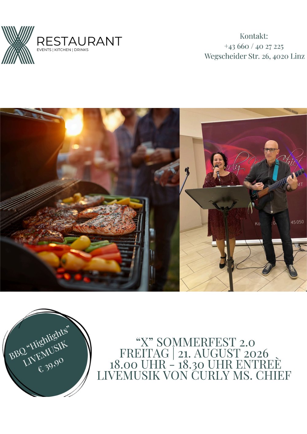 X Sommerfest 2 – Nascherei · BBQ „Highlights" · Dessertbuffet